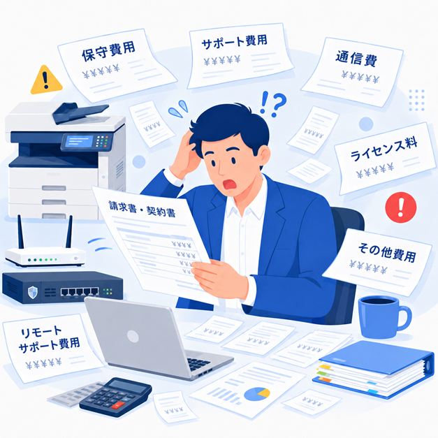 保守料金や請求が積み重なるイメージ